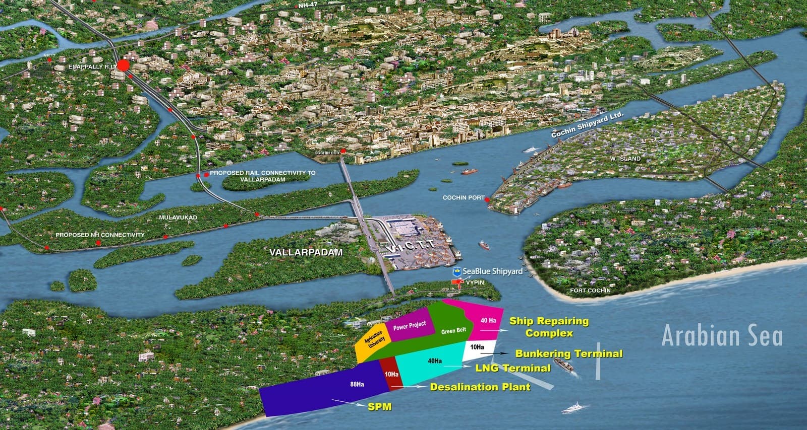 Sea Blue Shipyard location, Vypin, Kochi