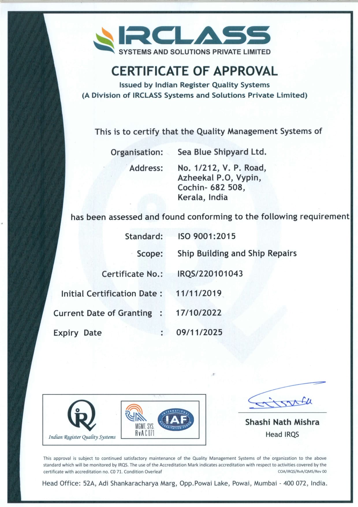 ISO 9001:2015 Certificate